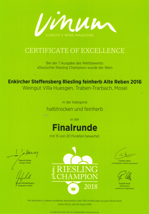 Vinum 2018 Riesling feinherb Alte Reben 2016